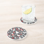 Kerstpatroon sneeuwman santa bomen grijs decor zandsteen onderzetter (Zijkant)