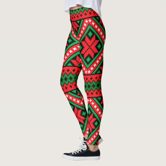 Kerstpatroon Sneeuwvlok Leggings (Links)