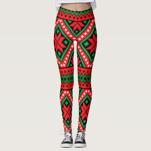Kerstpatroon Sneeuwvlok Leggings (Voorkant)