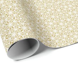 Kerstpatroon Sneeuwvlokken Gouden Glitter Cadeaupapier