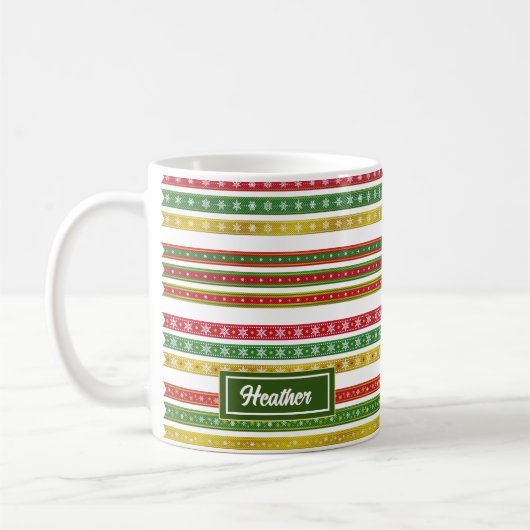 Kerstpatroon strepen koffiemok (Links)