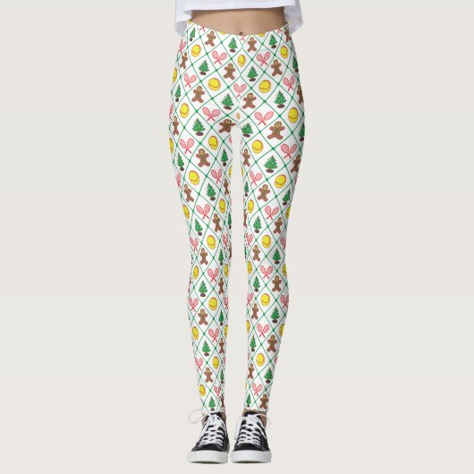 kerstpatroon Tennis Leggings (Voorkant)
