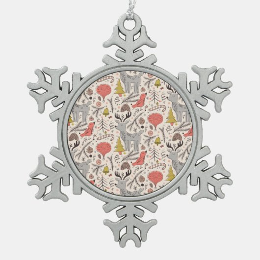 kerstpatroon tin sneeuwvlok ornament (Voorkant)
