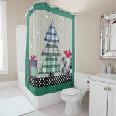 kerstpatroon, toegepast, nieuw jaar, kerst douchegordijn (In situ)