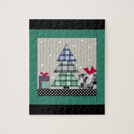 kerstpatroon, toegepast, nieuw jaar, kerst legpuzzel (Verticaal)