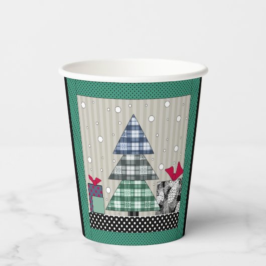 kerstpatroon, toegepast, nieuw jaar, kerst papieren bekers (Achterkant)