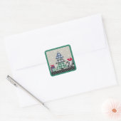 kerstpatroon, toegepast, nieuw jaar, kerst vierkante sticker (Envelop)