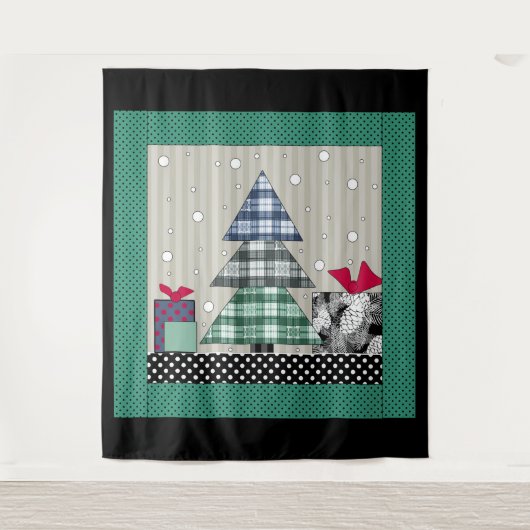 kerstpatroon, toegepast, nieuw jaar, kerst wandkleed (Voorkant)