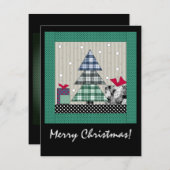 kerstpatroon, toegepast, nieuw jaar, kerstmis t save the date (Voorkant / Achterkant)