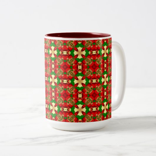 kerstpatroon tweekleurige koffiemok (Voorkant rechts)