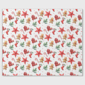 Kerstpatroon Vakantie Cadeaupapier (Vlak)