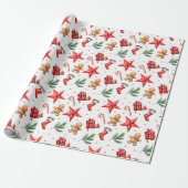 Kerstpatroon Vakantie Cadeaupapier (Uitgerold)