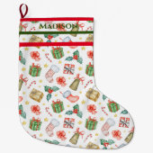 Kerstpatroon Vakantie Rood & Groen Grote Kerstsok (Voorkant)