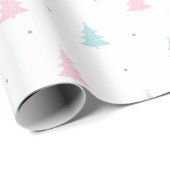Kerstpatroon van blauwe, roze sparrenbomen cadeaupapier (Rol Hoek)