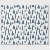 Kerstpatroon van blauwe sparren op wit cadeaupapier (Vlak)