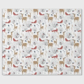 Kerstpatroon van bosdieren in de winter cadeaupapier (Vlak)