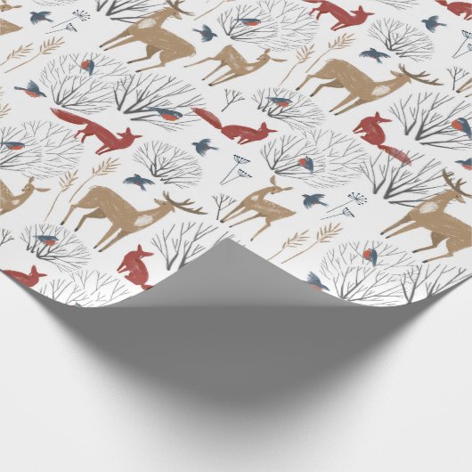 Kerstpatroon van bosdieren in de winter cadeaupapier (Hoek)