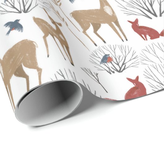 Kerstpatroon van bosdieren in de winter cadeaupapier (Rol Hoek)