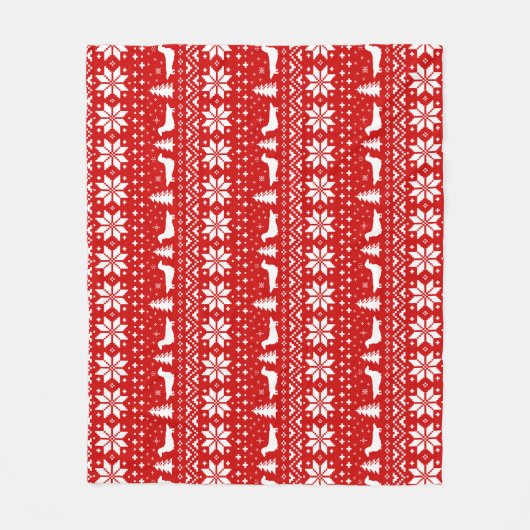 Kerstpatroon van de Dachshund Silhouettes Fleece Deken (Voorkant)