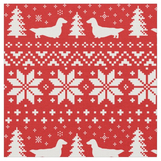 Kerstpatroon van de Dachshund Silhouettes Stof (Close Up)