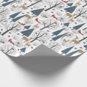 kerstpatroon van de dieren in het winterbos cadeaupapier (Hoek)