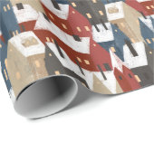 kerstpatroon van de gebouwen van de stad in de win cadeaupapier (Rol Hoek)