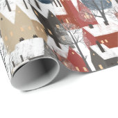 kerstpatroon van de stadstreinen in de winter cadeaupapier (Rol Hoek)