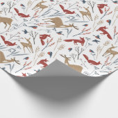 Kerstpatroon van dieren en winterplanten cadeaupapier (Hoek)