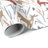 Kerstpatroon van dieren en winterplanten cadeaupapier (Rol Hoek)