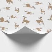 Kerstpatroon van Gele Herten in de Sneeuw Cadeaupapier (Hoek)