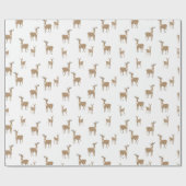 Kerstpatroon van Gele Herten op Wit Cadeaupapier (Vlak)