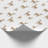 Kerstpatroon van Gele Herten op Wit Cadeaupapier (Hoek)