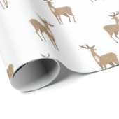 Kerstpatroon van Gele Herten op Wit Cadeaupapier (Rol Hoek)