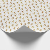 Kerstpatroon van gouden kerstman-reindeers cadeaupapier (Hoek)