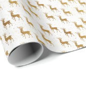Kerstpatroon van gouden kerstman-reindeers cadeaupapier (Rol Hoek)