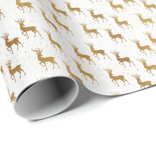 Kerstpatroon van gouden kerstman-reindeers cadeaupapier (Rol Hoek)