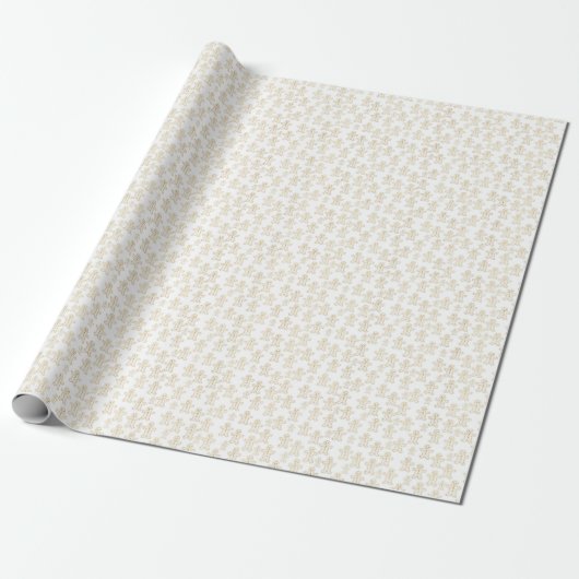 Kerstpatroon van gouden peperkoekmannen cadeaupapier (Uitgerold)