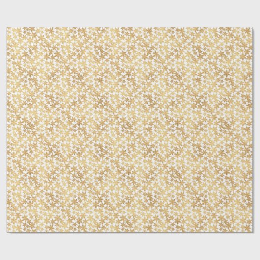 Kerstpatroon van gouden sneeuwvlokken cadeaupapier (Vlak)