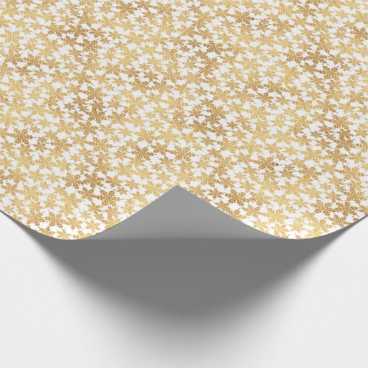 Kerstpatroon van gouden sneeuwvlokken cadeaupapier (Hoek)