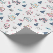 Kerstpatroon van grappige katten, cadeaus, sneeuw cadeaupapier (Hoek)