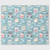 kerstpatroon van grappige katten, magische sneeuwb cadeaupapier (Vlak)