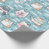kerstpatroon van grappige katten, magische sneeuwb cadeaupapier (Hoek)