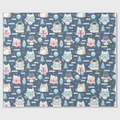 Kerstpatroon van grappige moppige katten, cadeaus cadeaupapier (Vlak)