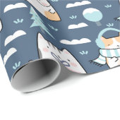 Kerstpatroon van grappige moppige katten, cadeaus cadeaupapier (Rol Hoek)