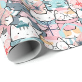 Kerstpatroon van grappige schattige katten, cadeau cadeaupapier (Rol Hoek)