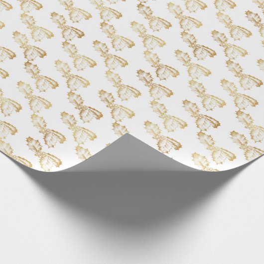 kerstpatroon van heilige bladeren en bessen cadeaupapier (Hoek)