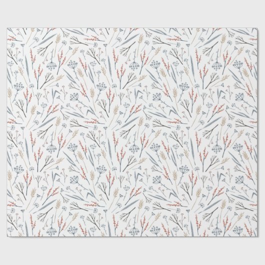 kerstpatroon van kleurrijke Planten in de winter Cadeaupapier (Vlak)