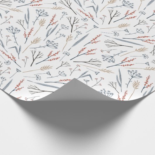 kerstpatroon van kleurrijke Planten in de winter Cadeaupapier (Hoek)