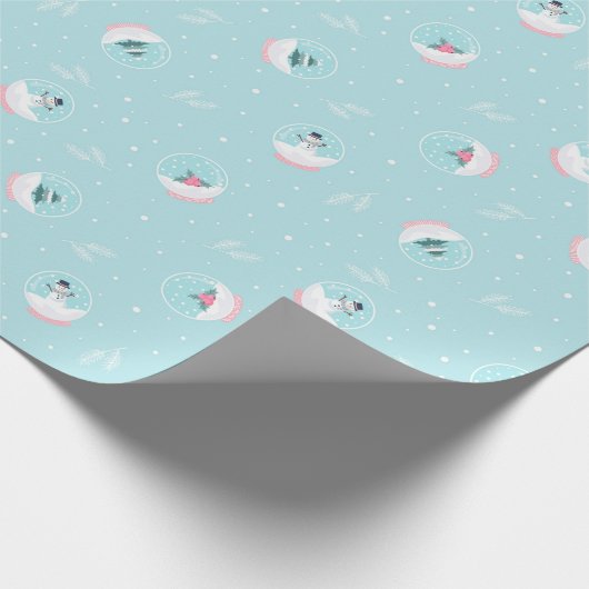 kerstpatroon van magische sneeuwballen en sneeuw cadeaupapier (Hoek)