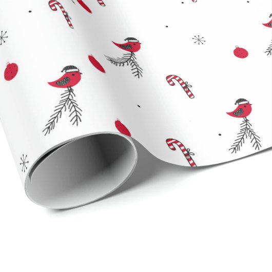 kerstpatroon van Robin Bird, Lollypops, sneeuw Cadeaupapier (Rol Hoek)